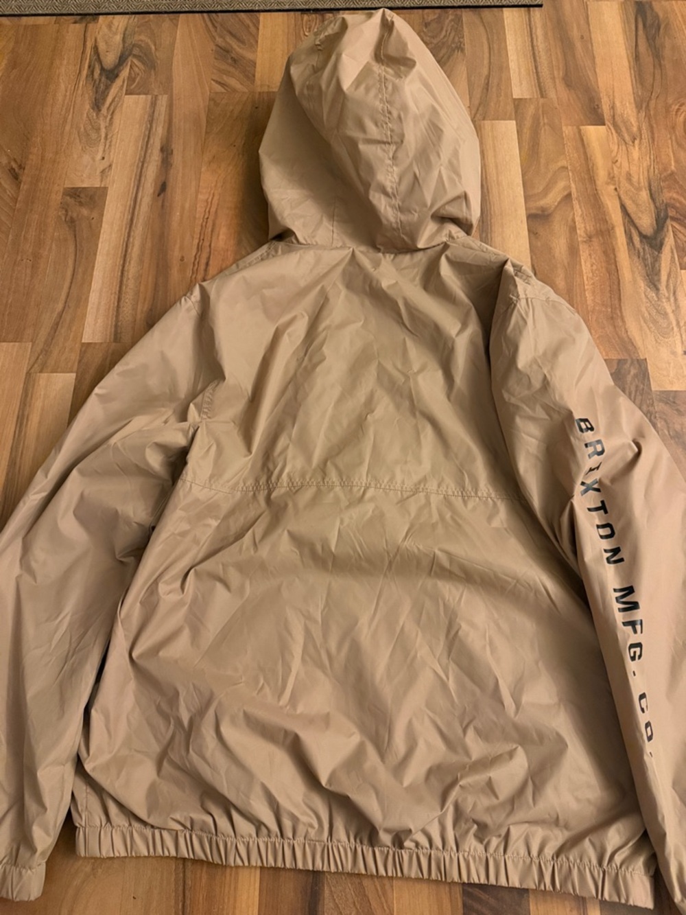 Brixton Hooded Windbreaker Jacket in Tan - Picture 4 of 4